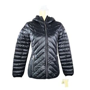 MICHAEL Michael Kors Down Puffer Coat XS Black Packable Hooded Quilted New NWT
